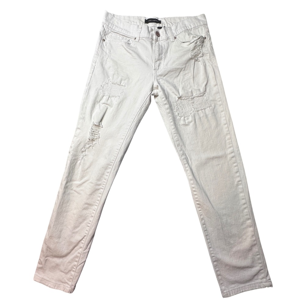 Joe Fresh Jeans‎ Women 26 White Slouchy Boyfriend Distressed Ripped Denim Pants